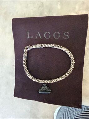 LAGOS Silver Beaded Bracelet with Decorative Charm